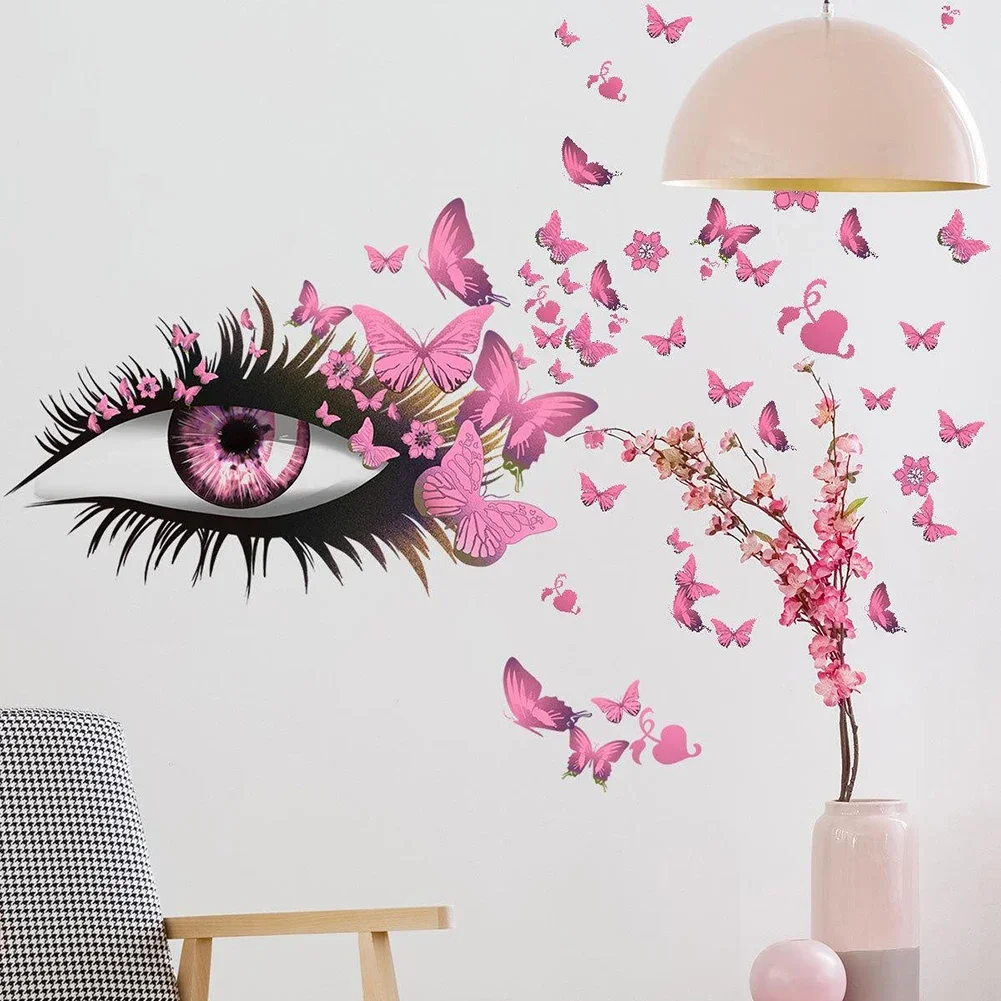 Diy Decals Butterfly Wall Stickers PVC Sexy Girl Wall Stickers Butterfly Diy Decals Double-sided Visual Patterns