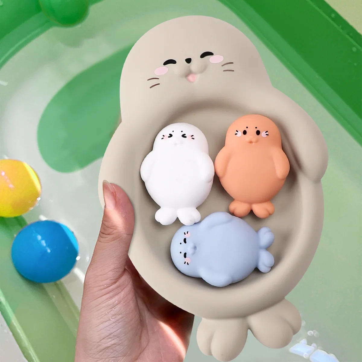 4Pcs 어린이 욕실 플로팅 동물 하마 수달 봉인 된 플로팅 놀이 장난감 아기 목욕 목욕 장난감