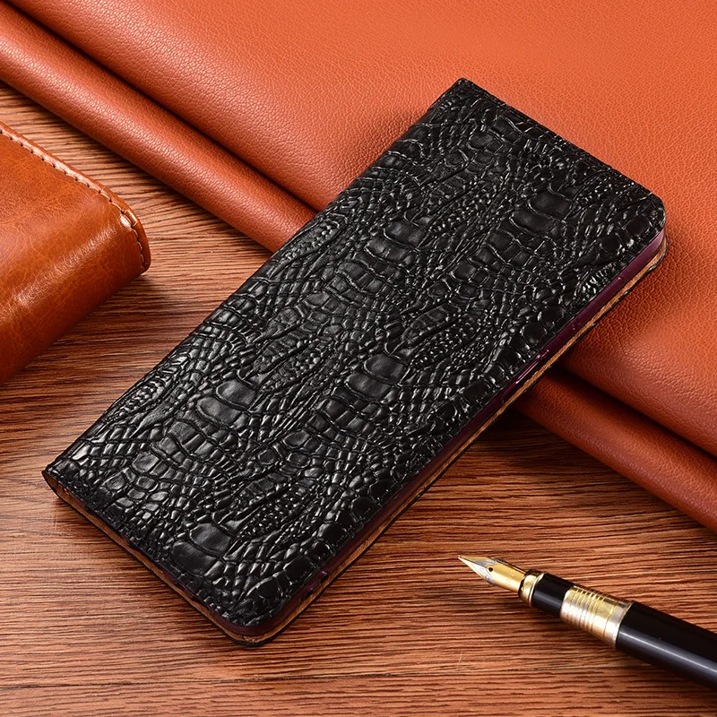Crocodile Claw Genuine Leather Flip Cover For iPhone 18 Pro Max 13 12 11 14 15 16 17 Pro Max 16 Plus 17Air Card Slots Phone Case