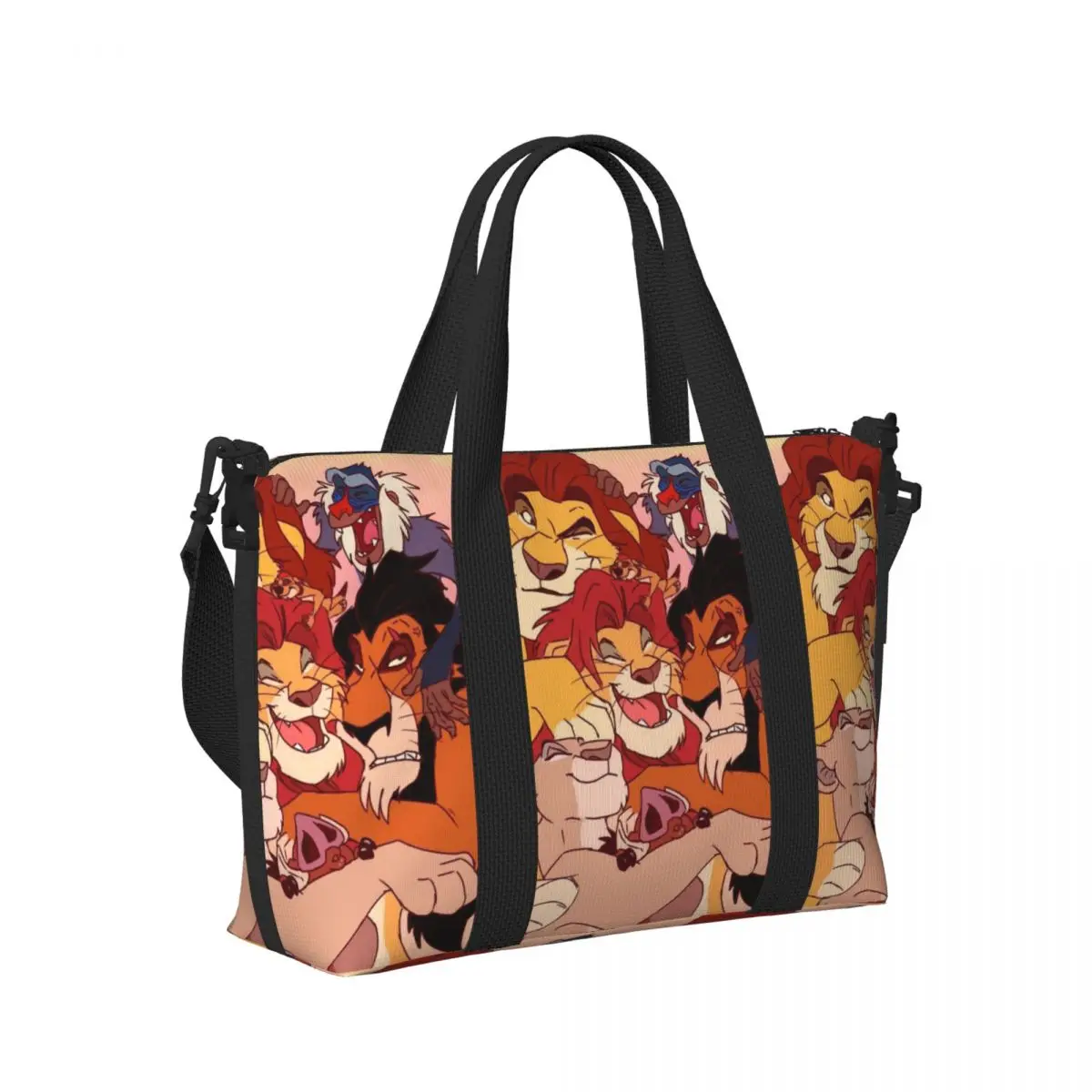 Sac fourre-tout Simba personnalisé pour femme, personnages du roi discutant, grande capacité, sacs de voyage mignons de dessin animé, salle de sport