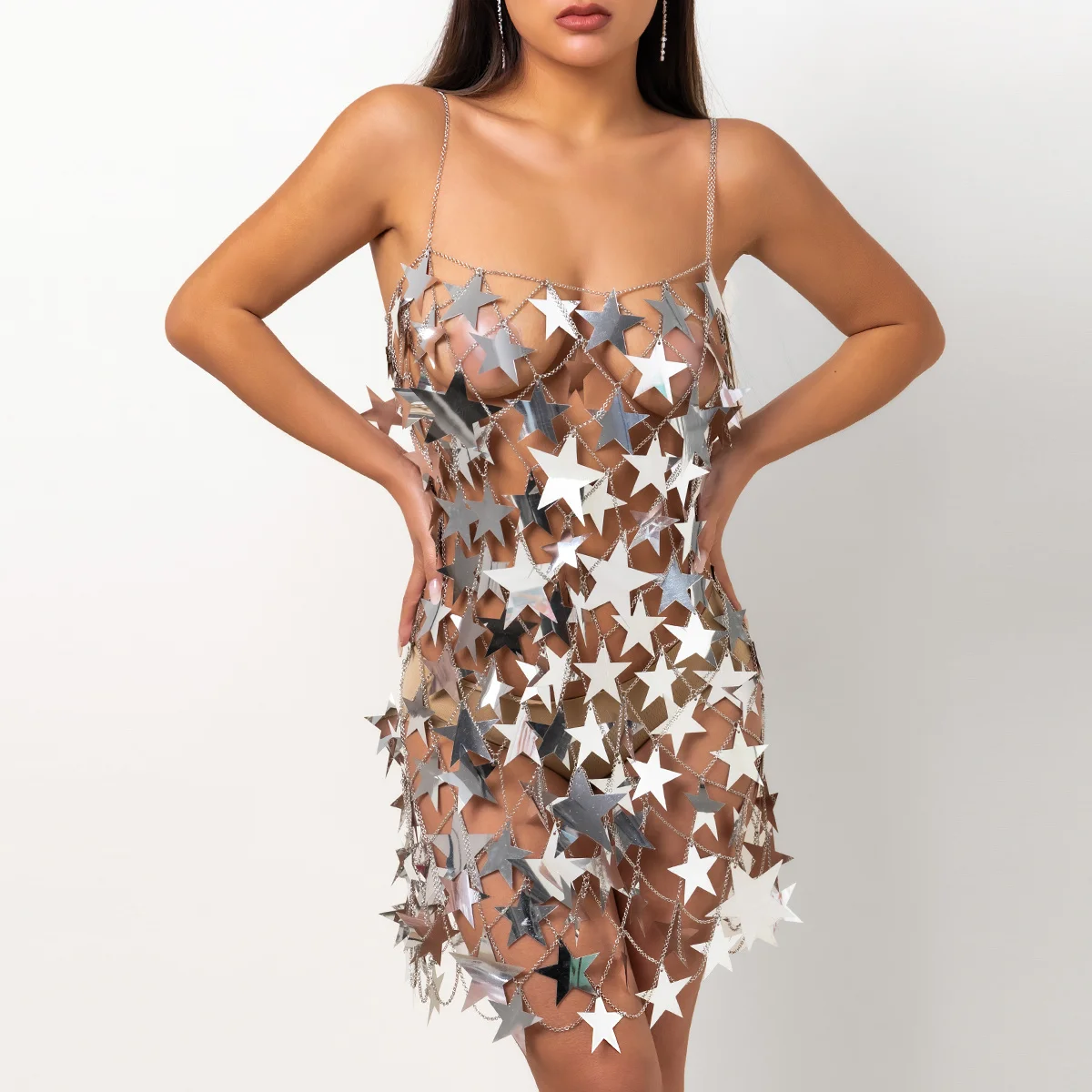 Ingesight. z einzigartige Big Star Pailletten Quaste Mini Top und Rock Frauen sexy Bikini Taille Kette Körpers chmuck Festival Rave Outfit – Detail 17