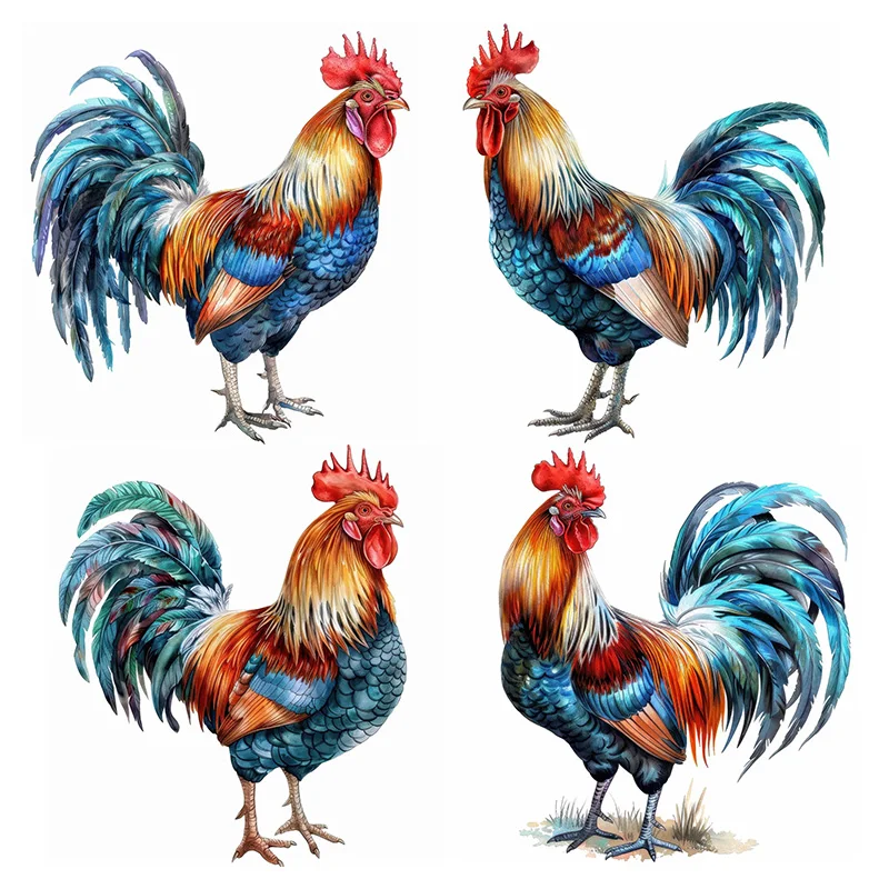 T2326# Coloured Rooster Stickers,Wall Decal Removable, Vinyl Car Sticker for Bathroom Decor, Outdoor Indoor Use