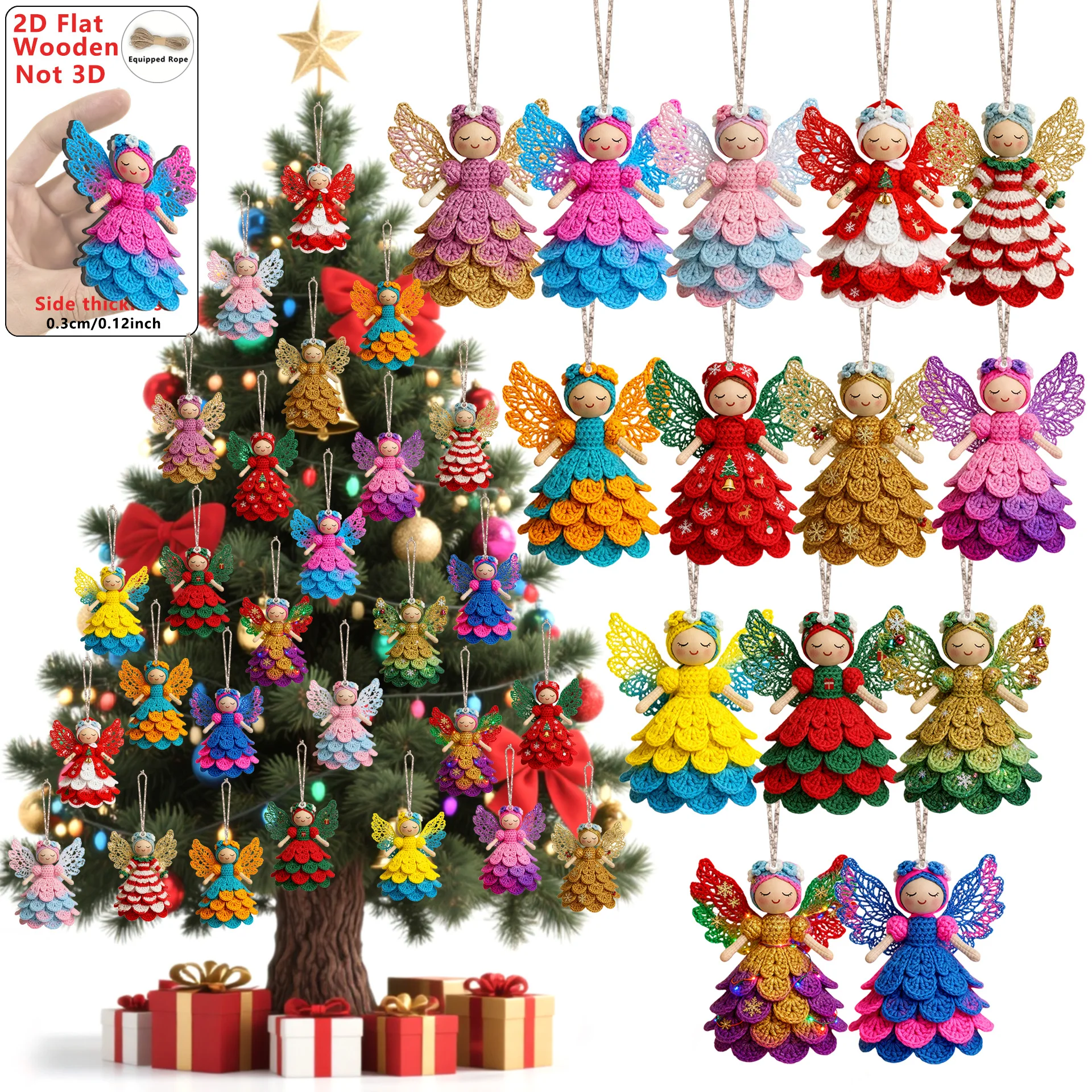 14 Stücke Weihnachten Vintage Holz Farbe Engel Anhänger Frohe Weihnachten Neujahr Anhänger Geschenk Weihnachtsbaum Dekor Liefert