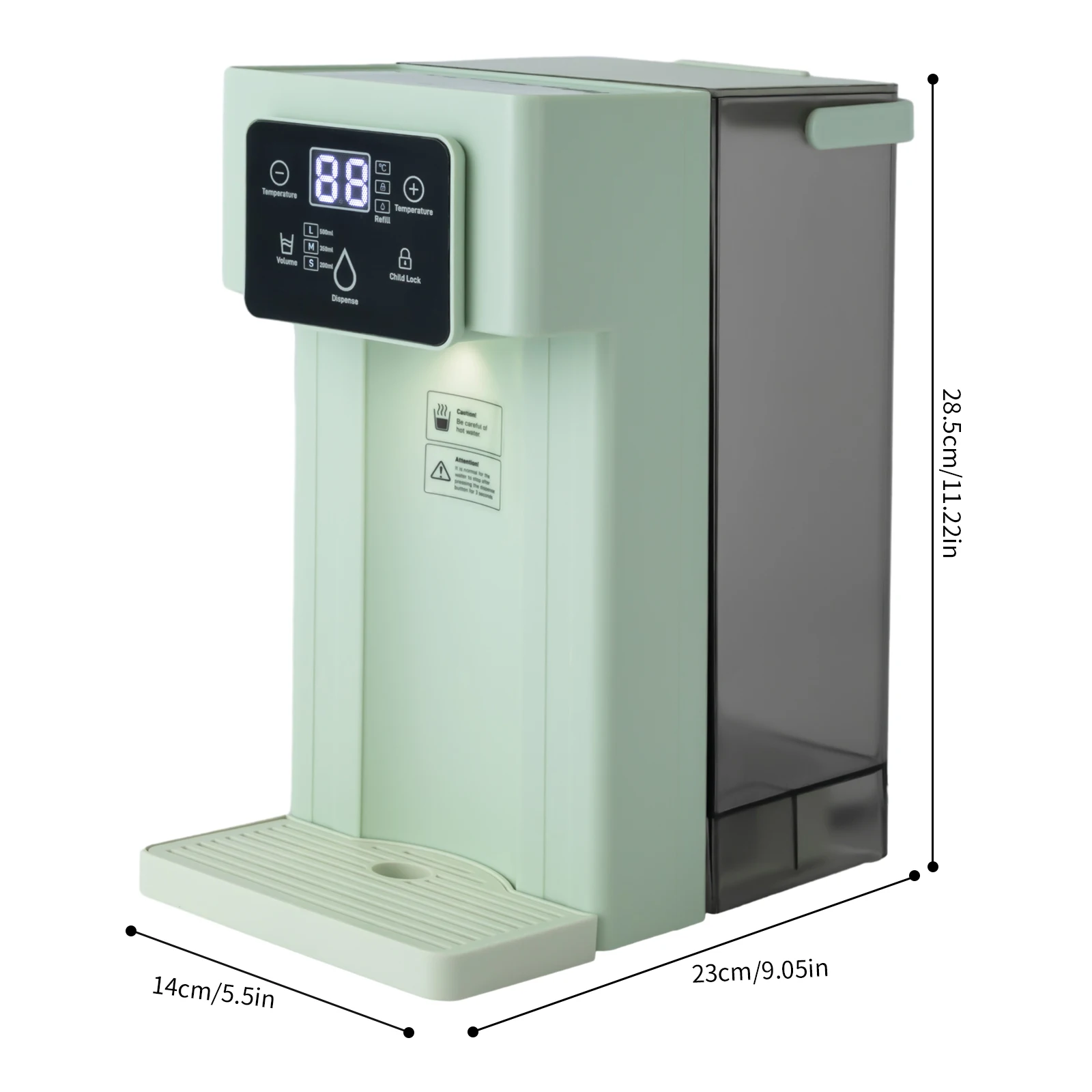 1500W 3L Instant Hot Water Dispenser & Filter Countertop Water Dispenser Adjustable Green For Office Kitchen