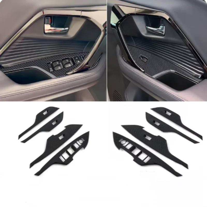 

For Toyota Yaris Cross 2024+ Car Accessories inner door Armrest Window lift Switch Button Cover Trim Stickers Carbon Fiber