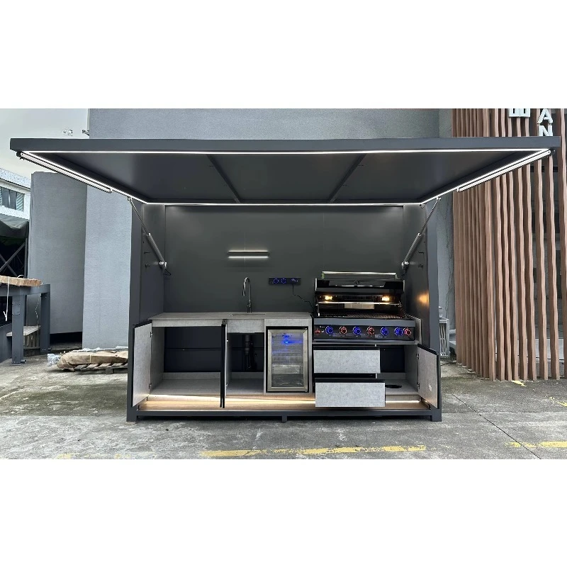 Professional Waterproof Modular Eco-Friendly Stainless Steel BBQ Gas Grill Customized Outdoor Kitchen Cabinet Fridge Sink