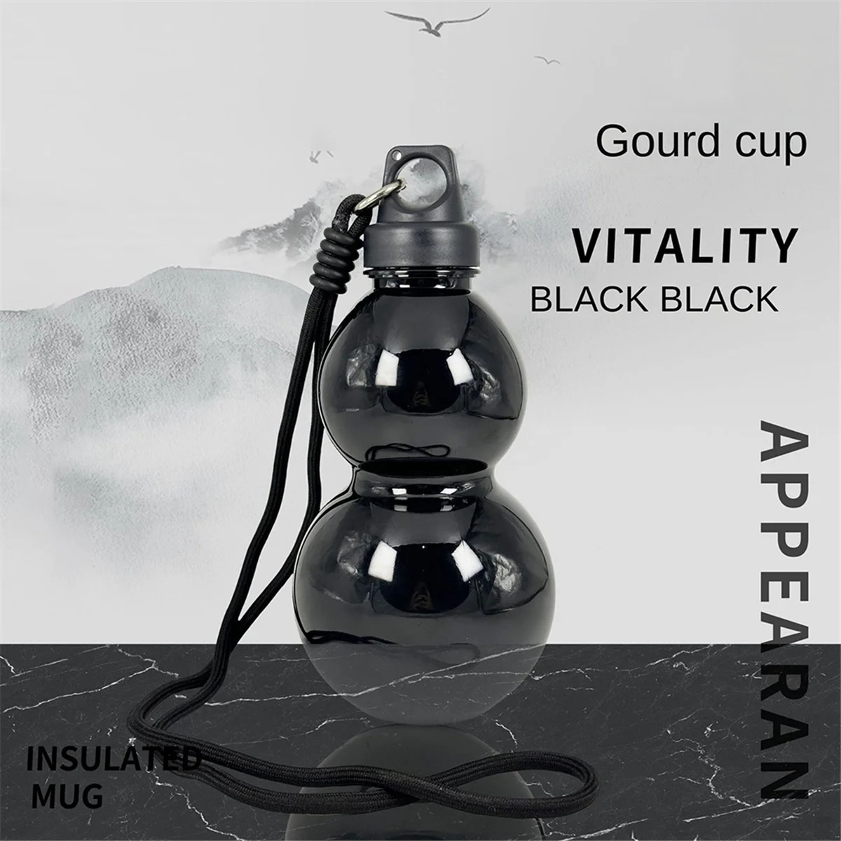 A71P Oriental-Mythology Creatives Gourd Water Cup 750m كوب بلاستك زجاجة مياه رياضية زرقاء