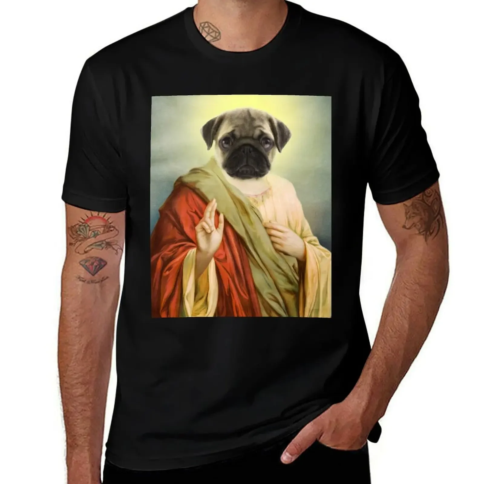 Holy Jesus Pug T-Shirt clothes new edition new gifts and t-shirts quick drying Men's t shirts