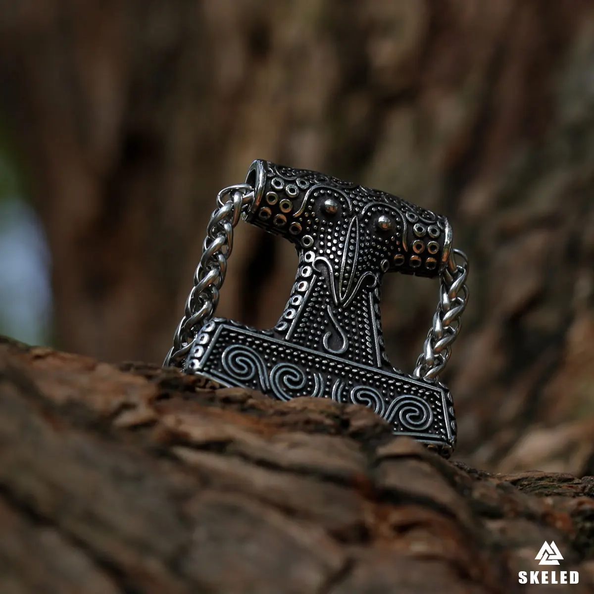 Stainless Steel Viking Symbol Hammer Vintage Punk Raven Men\'s Pendant Hip Hop Party Trend Jewelry Gifts