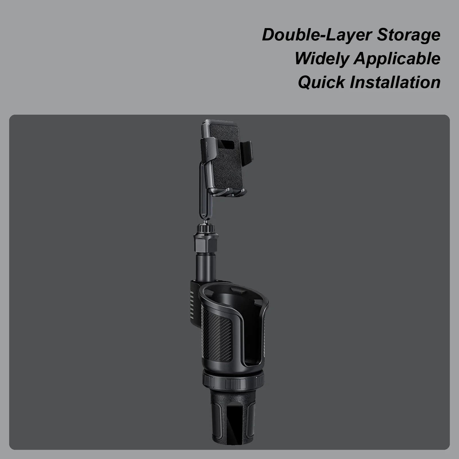 車載用カップホルダー 2 in 1 ドリンクホルダー付きスマホスタンド 360度回転 車載用カップホルダー トラック運転 旅行用