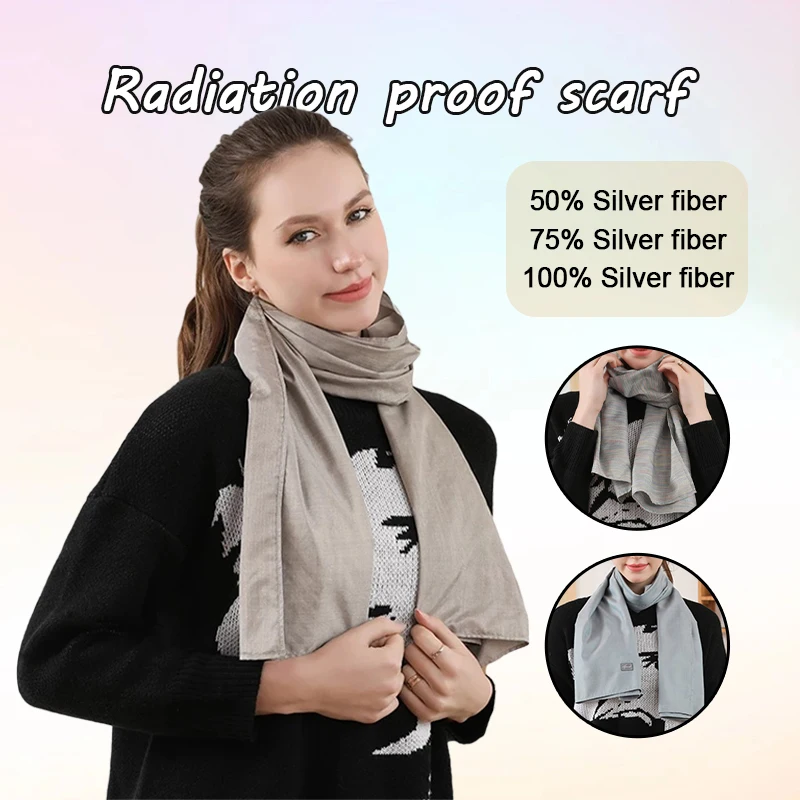 

Anti Radiation Scarf Silver Fiber Electromagnetic Radiation Protective Scarf Computer EMF Shielding Neck Protection Scarves