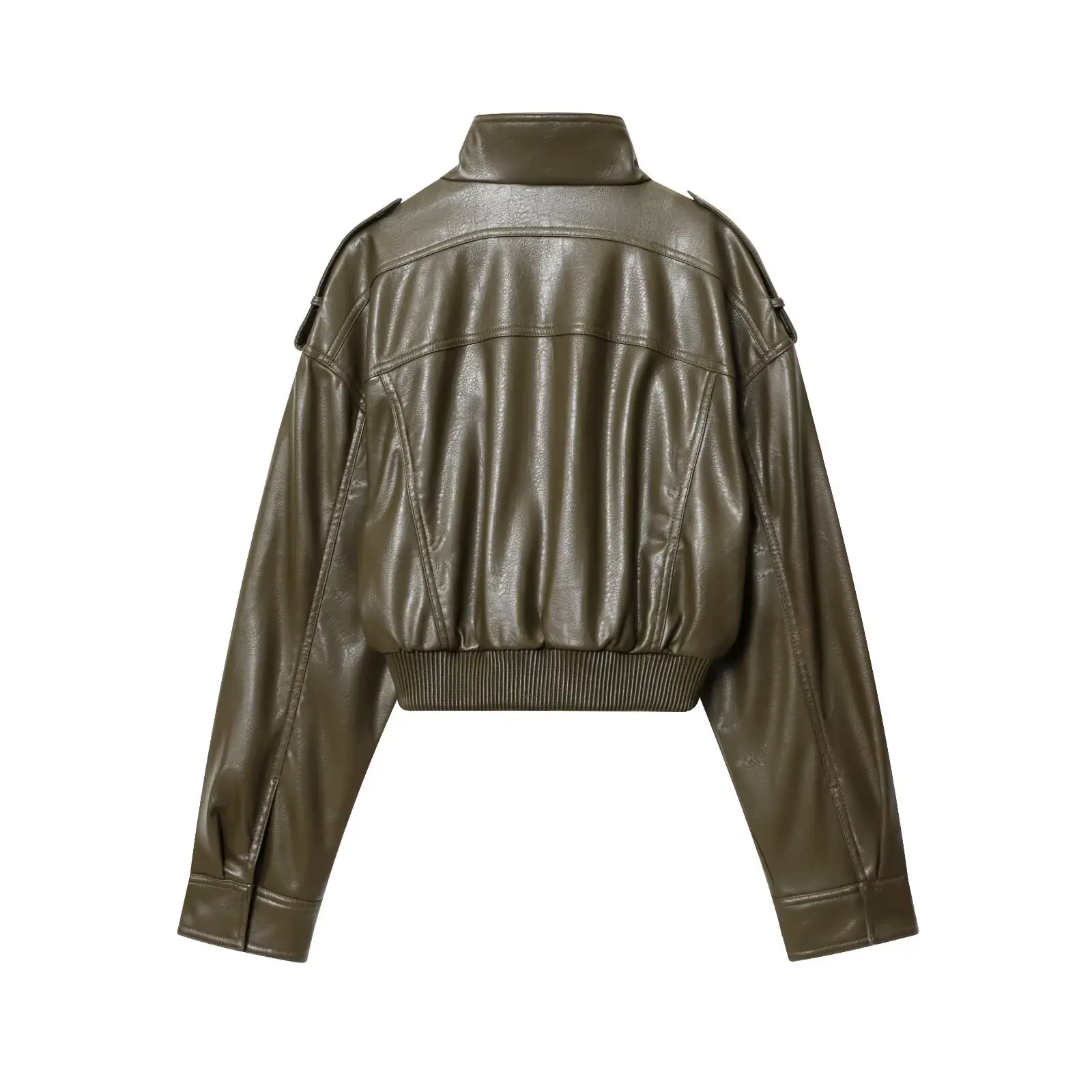 ARADUN Faionable ort Faux Leather Effect Jaet للنساء خريف جديد Sle الدفء مادة البوليستر فضفاضة تناسب Sle #5