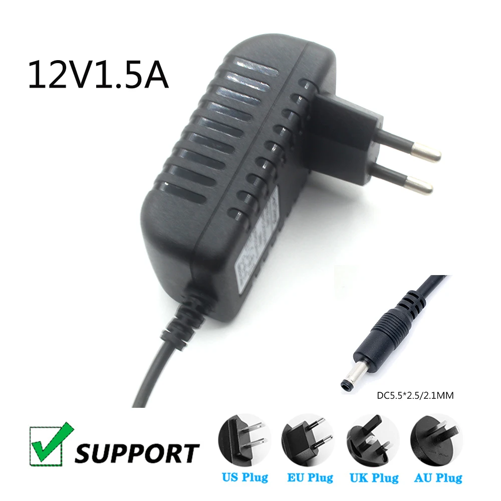 

Power Supply AC 100V-240V Converter IC power Adapter DC 12V 1.5A 1500mA 18W DC 5.5mm x 2.1mm-2.5mm