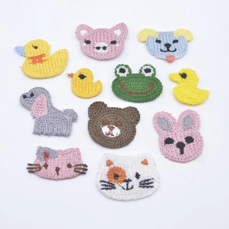 10Pcs Kawaii Cartoon Animals Wool Appliques for Children's Clothes Hat Shoes Headwear Accessories DIY Hair Clips Earing Decor