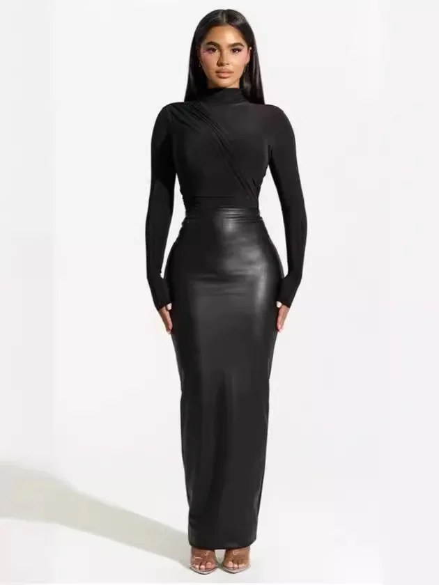Vestidos ajustados sin espalda para mujer, corte A, falda amplia acampanada que permite movimiento, con parte superior estrecha y parte inferior ancha en gris piedra.