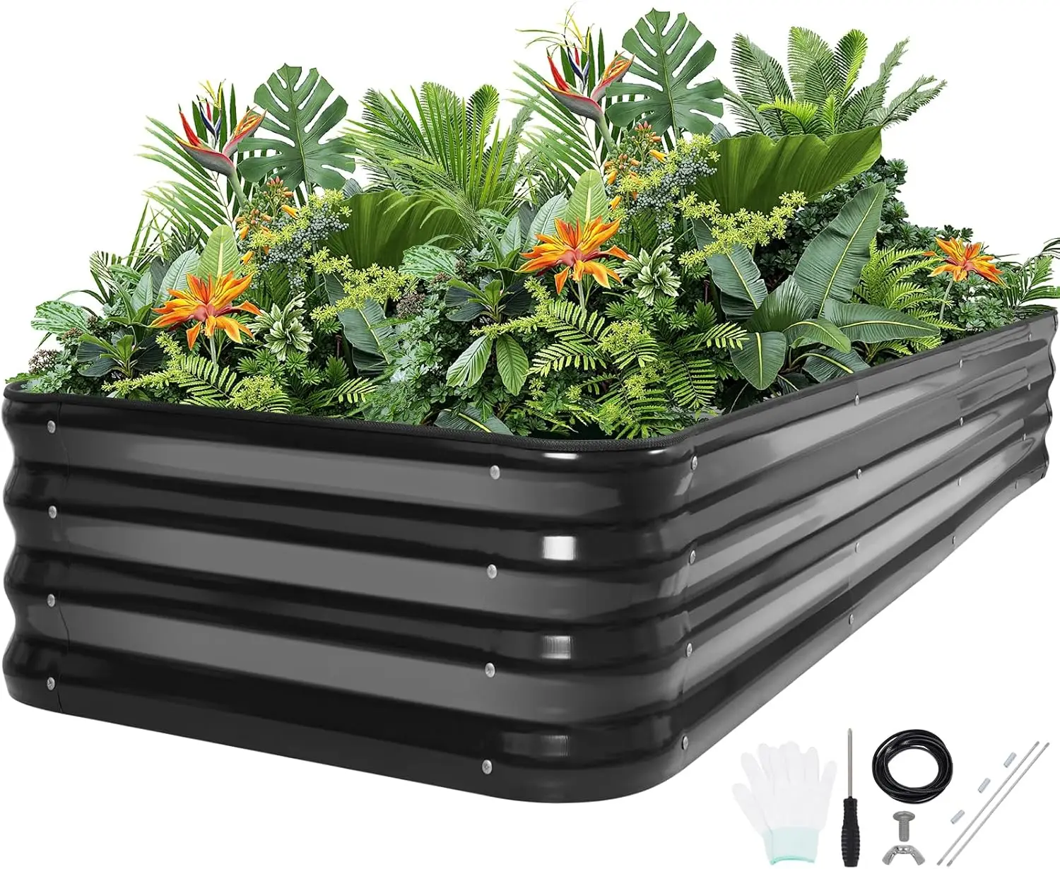 

5-in-1 Adjustable Raised Garden Bed Kit | Galvanized Planter Boxes for Vegetables, Flowers | 12" Tall, Multiple Sizes (8x3x1ft,