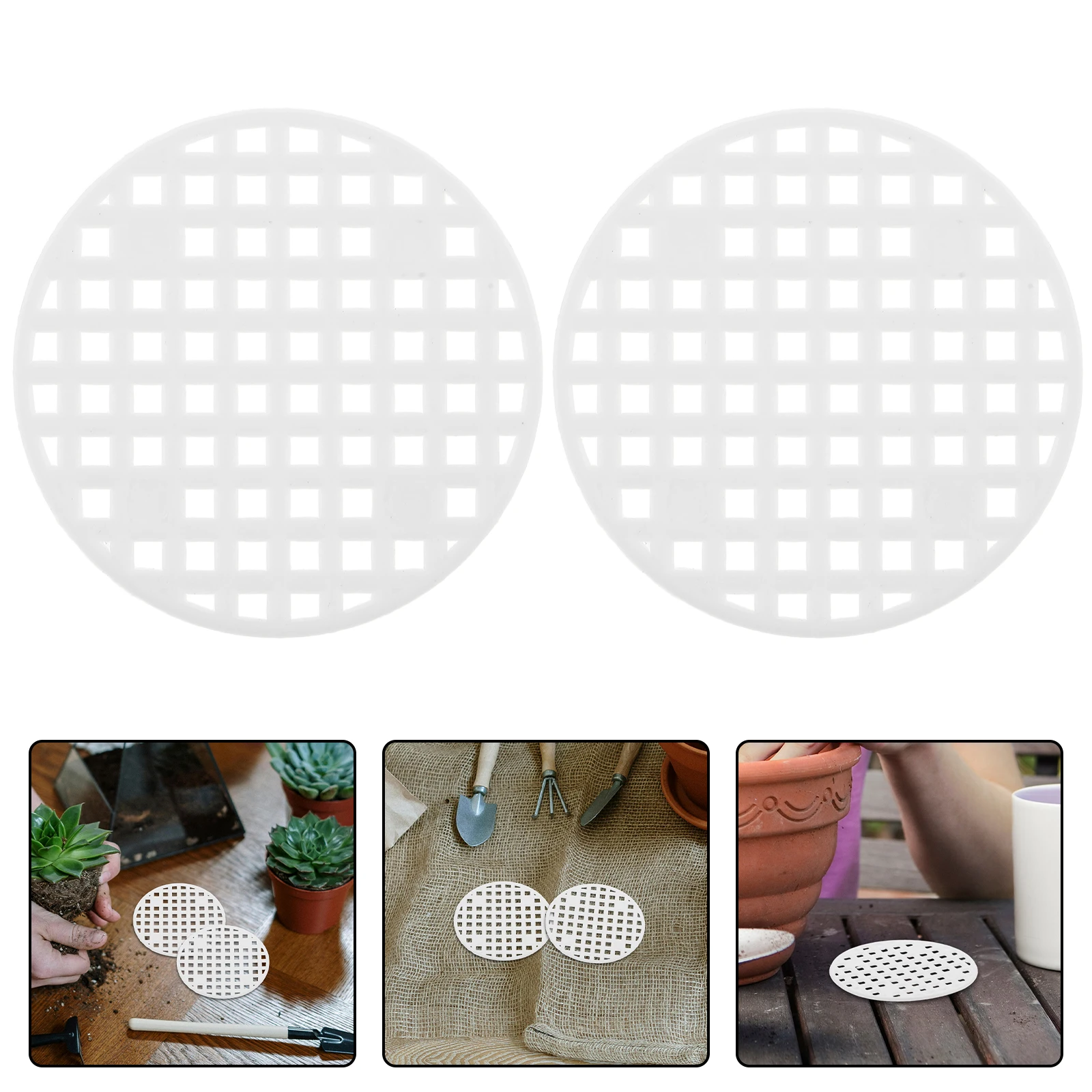 

100pcs Flower Pot Mesh Pads White Breathable Drainage Grids For Planters Prevent Soil Spill Indoor Outdoor Use Reusable Easy