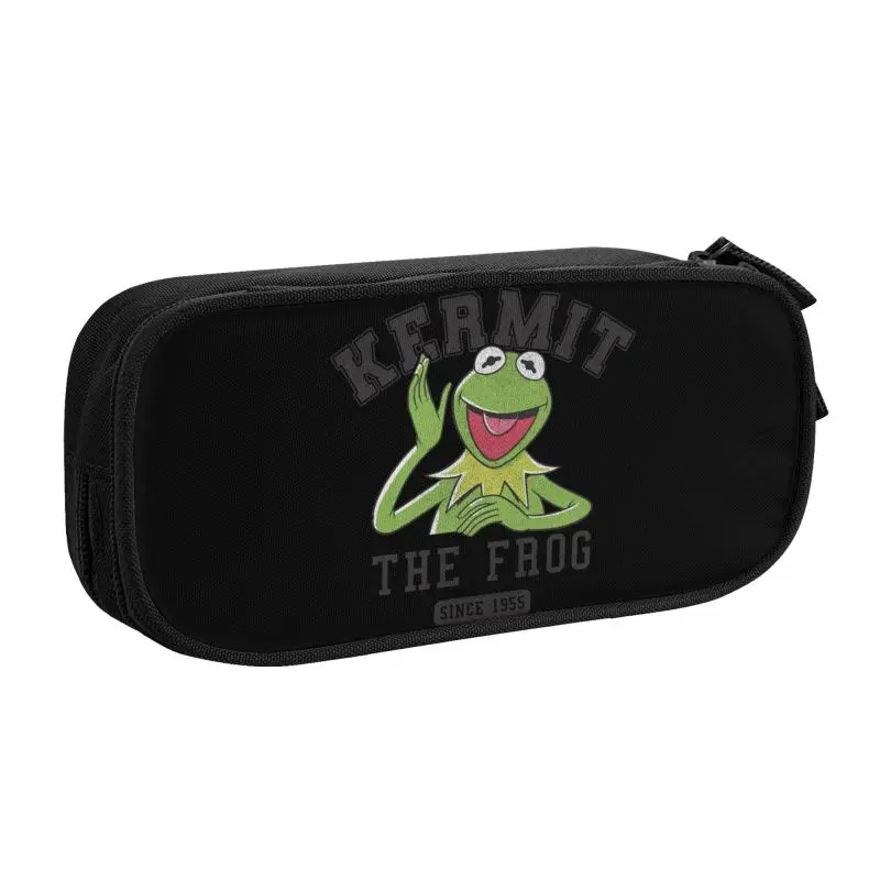 Custom Muppets Kermit 1955 astucci collegiali per ragazze ragazzi grande capacità Anime Cartoon Pen Box Bag materiale scolastico