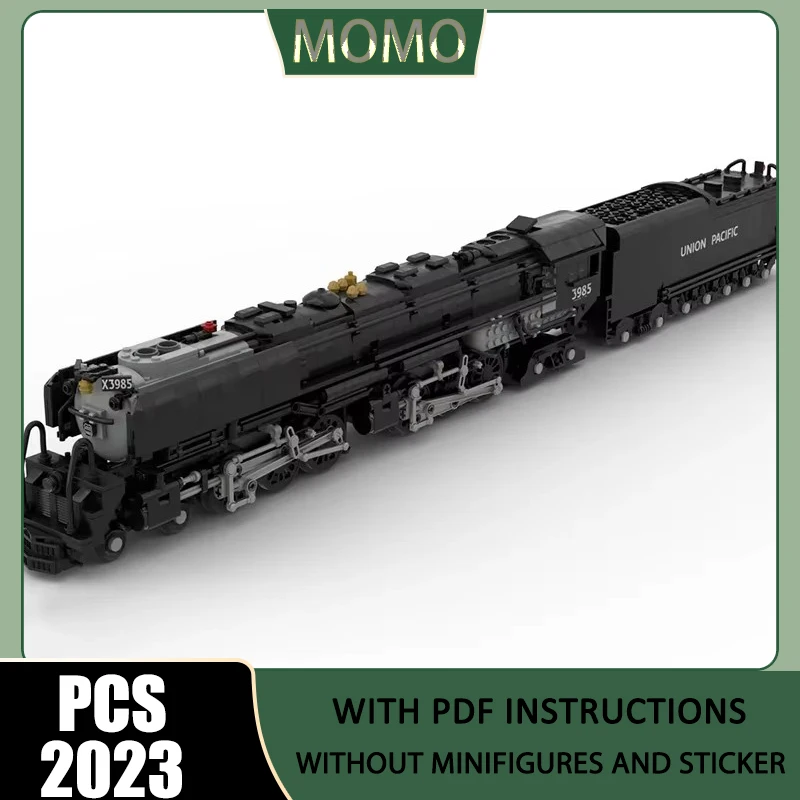 Railway Train Model  Moc Pacific Challenger Steam Locomotive Modular Building Block Gift Christmas Construstion DIY Set Assembly