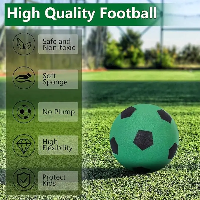 Fun Sports Silent Football 21cm/18cm for Boys Girls Indoor Training Outdoor Fun Soft Sponge Foam Soccer Ball Birthday Xmas Gifts