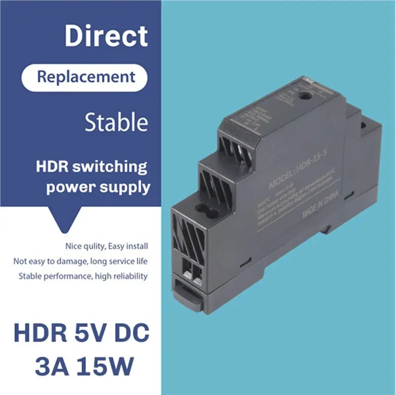 AB66-10X DIN Rail Power Supply 5V DC 3A 15W, Input 100-240V AC 50/60Hz DIN Rail Transformer For Home Or Industrial Automation