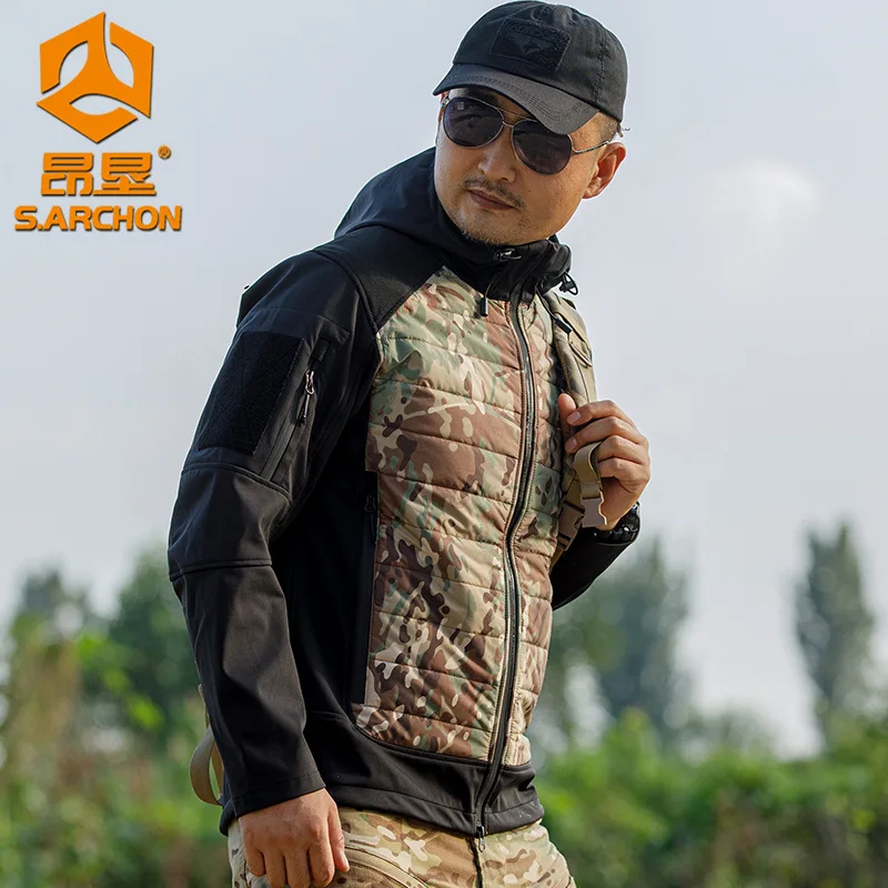 Hiking Jacket For  2024 New Autumn Winter  Windproof Insulated Camouflage Hooded Outdoor Tracksuit High Quality