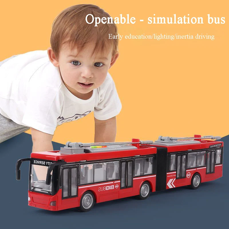 Giocattolo Autobus Urbano Con Luci E Musica: Modello Con Porte Apri Bili In PP, Gioco Di Ruolo Per Bambini