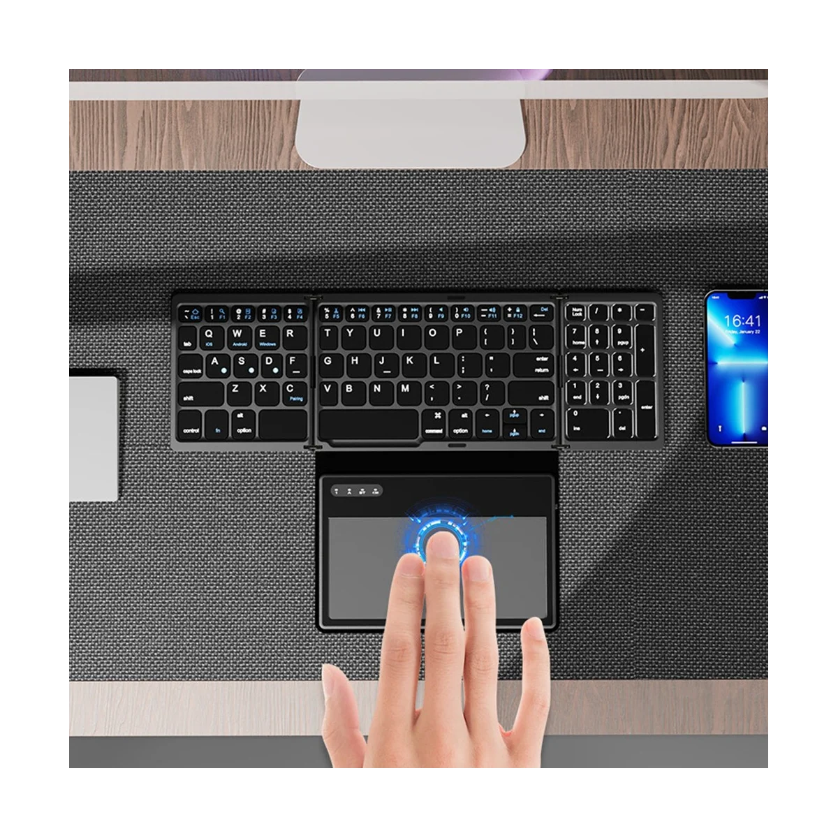 

Оптимальная складная беспроводная клавиатура Bluetooth с сенсорной панелью, ультратонкая карманная складная клавиатура для IOS, Android, Windows PC Tablet