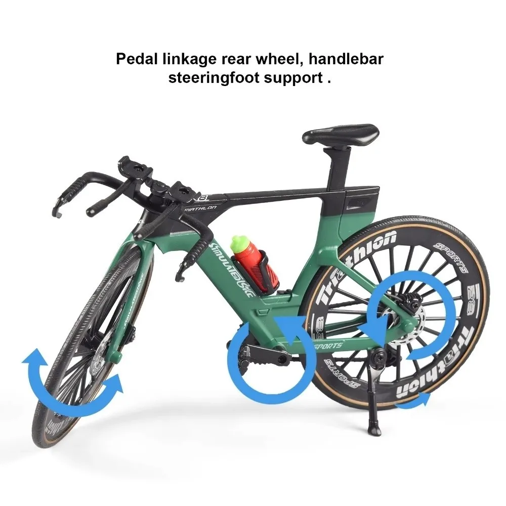 Novo modelo de bicicleta de estrada simulado vermelho azul verde com garrafa de água brinquedo de bicicleta colecionável colorido 1:8 ornamentos de bicicleta decoração de mesa