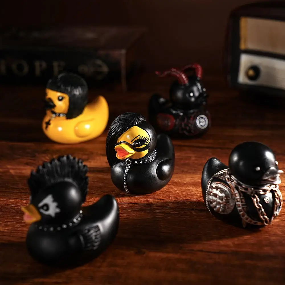 

New Duck Statue Gothic Sculpture Punk Animal Figurine Resin Desk Decoration Collectible Figurines Satan Duck Tabletop Ornaments