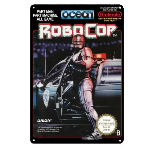 Robocop Nes Retro لعبة فيديو ملصق معدني تين تسجيل 20*30 سم