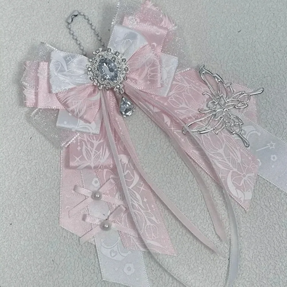 Double Layer Ribbon Itabag Decoration Handmade Jewelry Knot Bowknot DIY Lolita Merch Decoration with Pin Long Streamers
