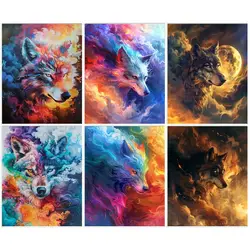 SDOYUNO Diy Paint By Numbers For Adults Beginners Wolf Animals Acrylic Painting By Number Kits Home Decoration Frameless