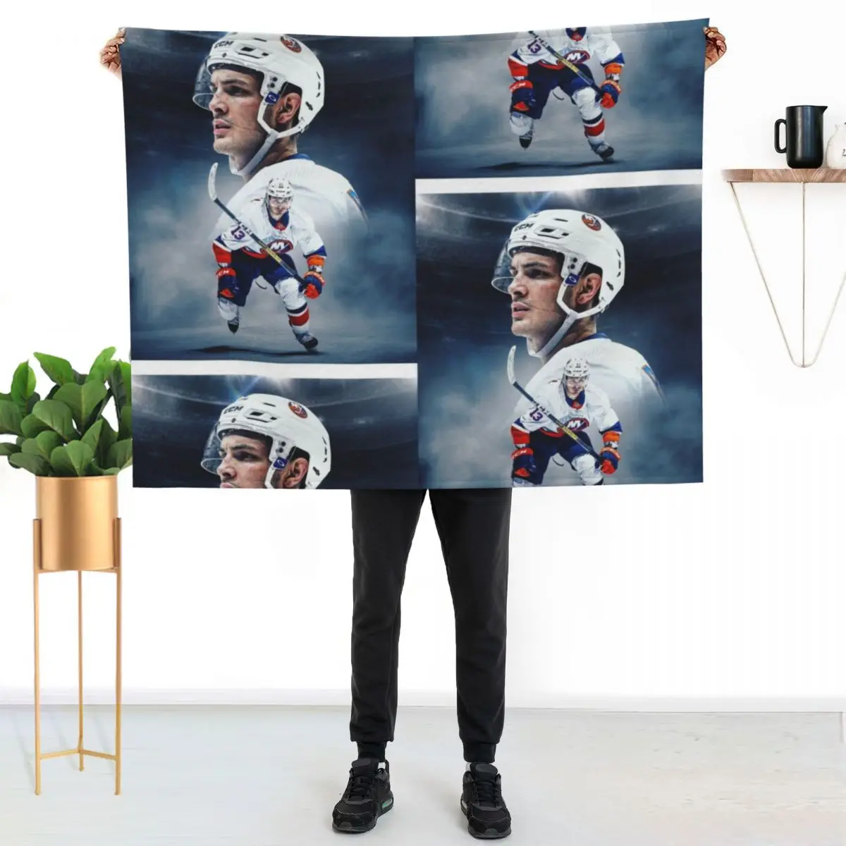 

Mathew Barzal Throw Blanket Soft Sherpa Fleece Warm Blanket for Winter