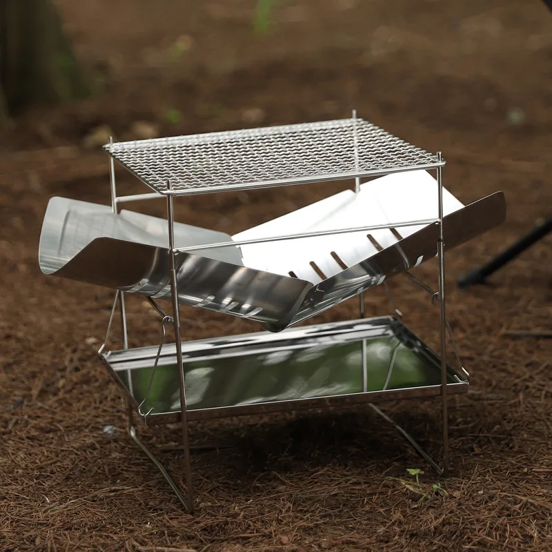 

Hike Mount Outdoor Stainless Steel Fire Pit Portable Folding Camping Wood Stove Charcoal BBQ Grill Wood Burning Furnace Portable