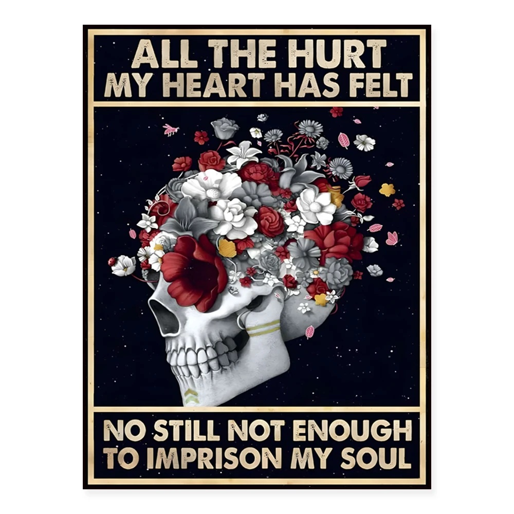 Vintage pot head skull art, mental health awareness, your feelings are valid poster, be kind to your mind, love yourself
