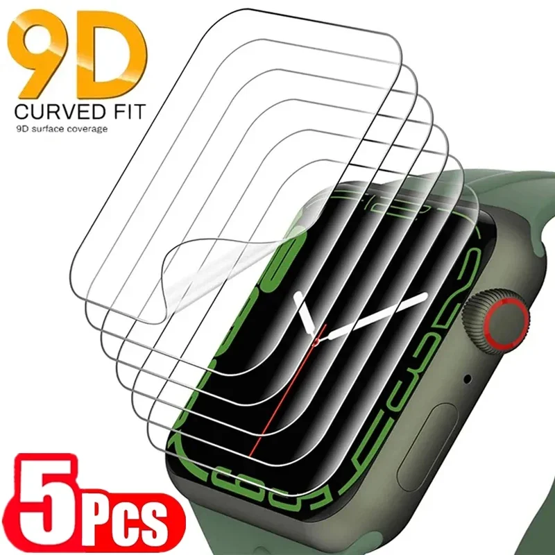 5 piezas película de hidrogel para Apple Watch 9 5 6 SE 3 2 1 40MM 44MM 42MM 38MM protector de pantalla para Apple Watch Ultra 49MM 7 8 41MM 45MM