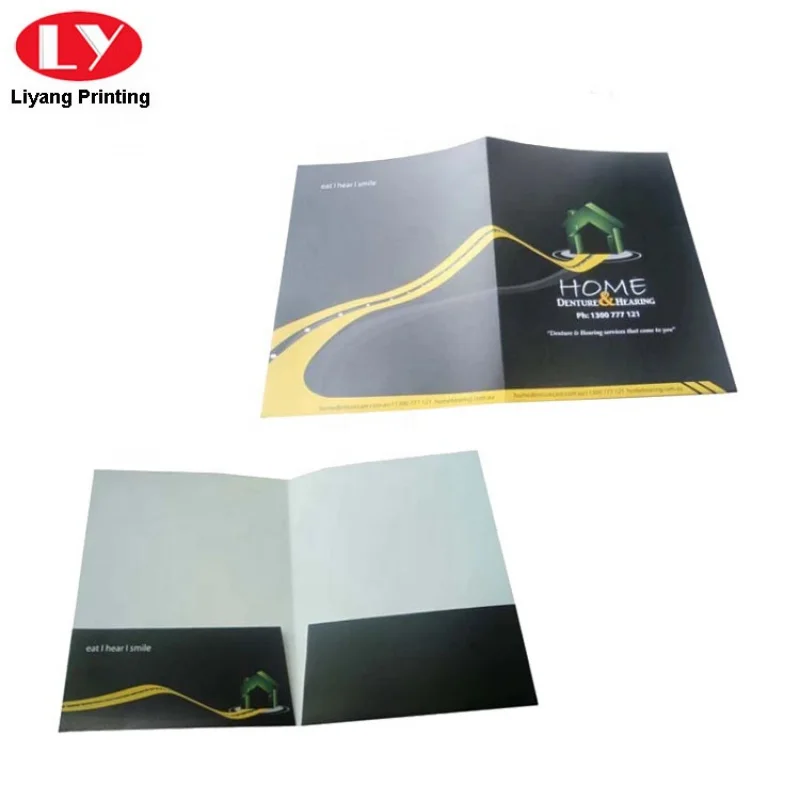 custom 100pcs a lot paper folder printing A4 size   Full Color Presentation Paper  File Folder with Pockets