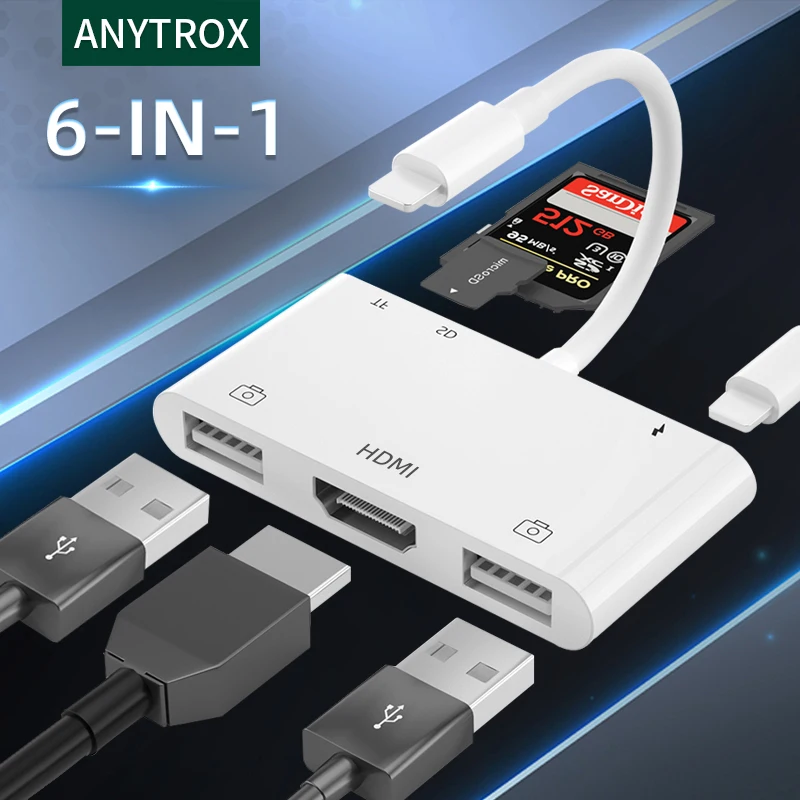 Lightning to HDMI USB 3.0 OTG cyfrowy Adapter AV/kabel błyskawica do SD/Adapter czytnik kart TF/obsługa klucza sprzętowego TV/projektor