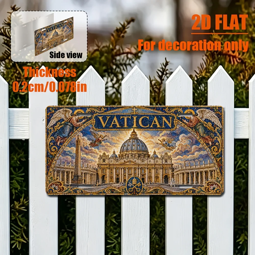 2D Flat, [2D Flat] 2D Flat Print, 1pc, Vatican Themed Vintage Sign, for Decorative Use Only, Home Decor, Birthday Gift, Vintage
