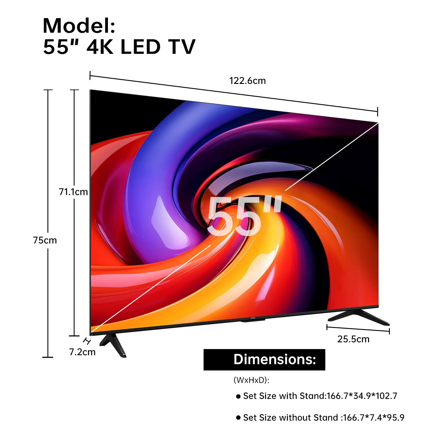 تلفزيون ROWA 55R55 الذكي، 55 بوصة، 4K UHD HDR 10+، ألعاب Google TV، تحسين الألوان الديناميكي، Dolby Vision Atmos، MEMC، التحكم الصوتي، Game Master بتصميم نحيف (موديل 2025)