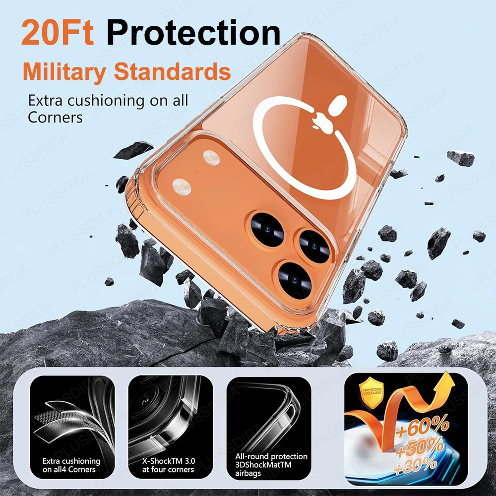 Clear Transparent Magnetic Case For iPhone 17 Pro Max 17 Air 17Pro Case Cover for iPhone17 for Magsafe Charging Shell Accessory - náhled 3