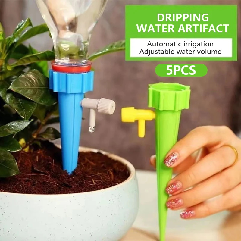 

5Pcs Auto Drip Irrigation Watering System Plant Dripper Spike Kits Garden Self Watering Planter Insert Plant Watering Devices