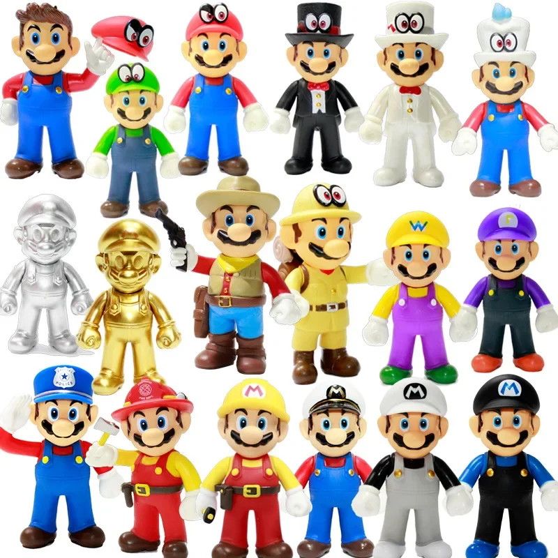 

Super Mario Bros Anime Luigi Yoshi Donkey Kong Wario PVC Action Figure Collectible Model Kids Toys for Children Birthday Gifts