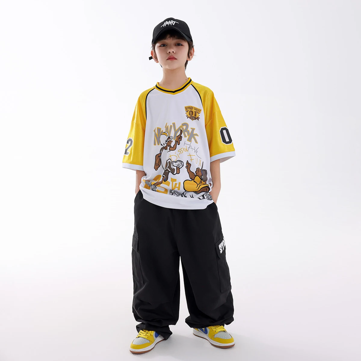 Hiphop Pak Jazzdans Jongens Meisjes Streetwear Sport Print Top Broek Kinderen Oefenpak Street Dance Stadiumkostuums DN20531