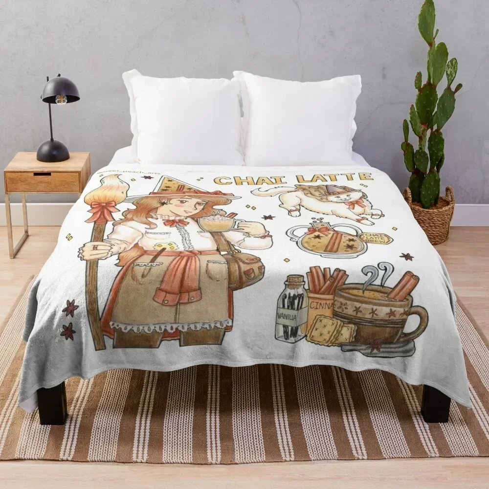 

Chai Tea Latte Witch Aesthetic Throw Blanket All Season Soft Lightweight Blanket for Home