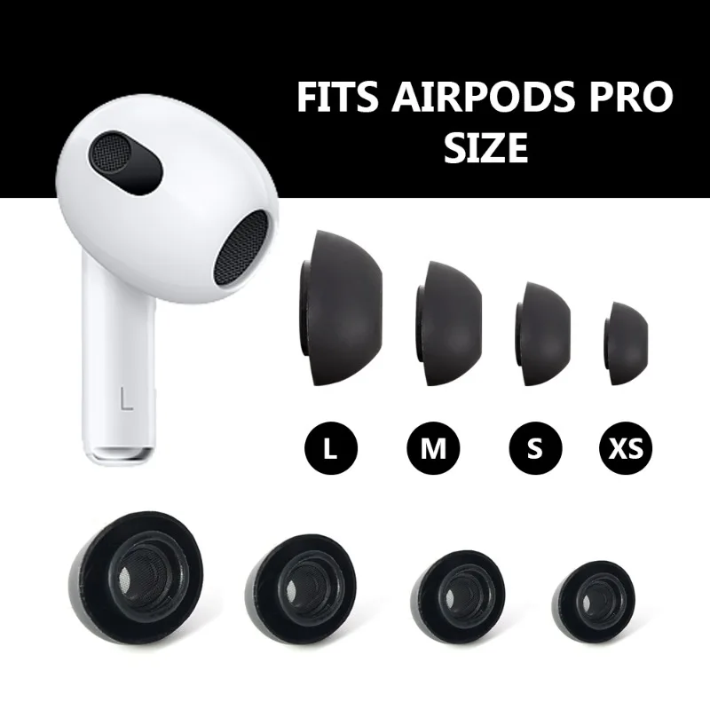 Tapones para los oídos intrauditivos de repuesto para Apple AirPods Pro 1.a 2.a Protector para auriculares Almohadillas de silicona suave Auriculares Tapa S/M/L Negro