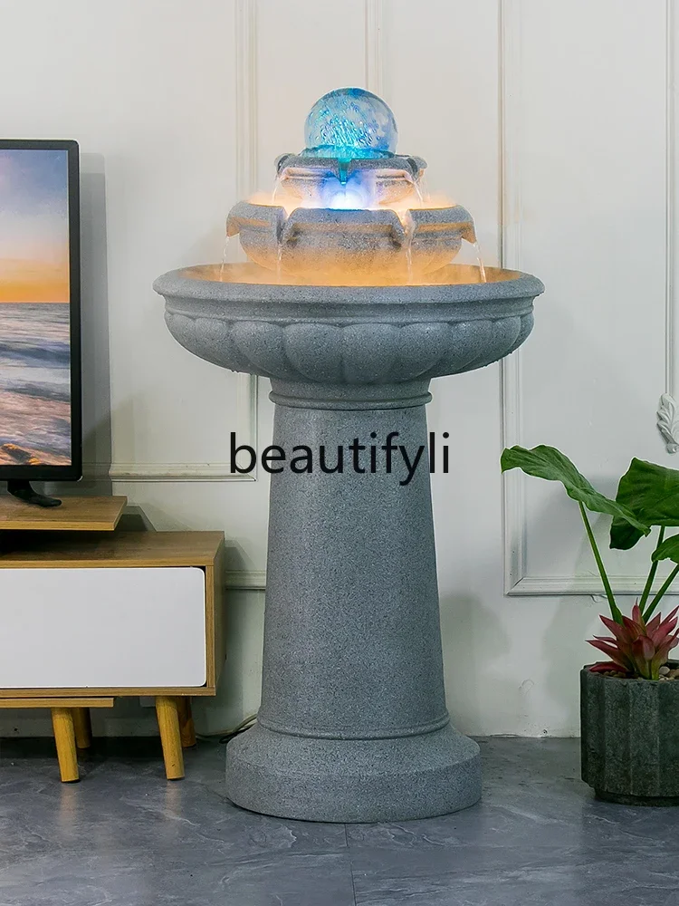 

European Style Circulating Water Ornament Floor Feng Shui Ball Entrance Decoration Courtyard Fountain Landscape