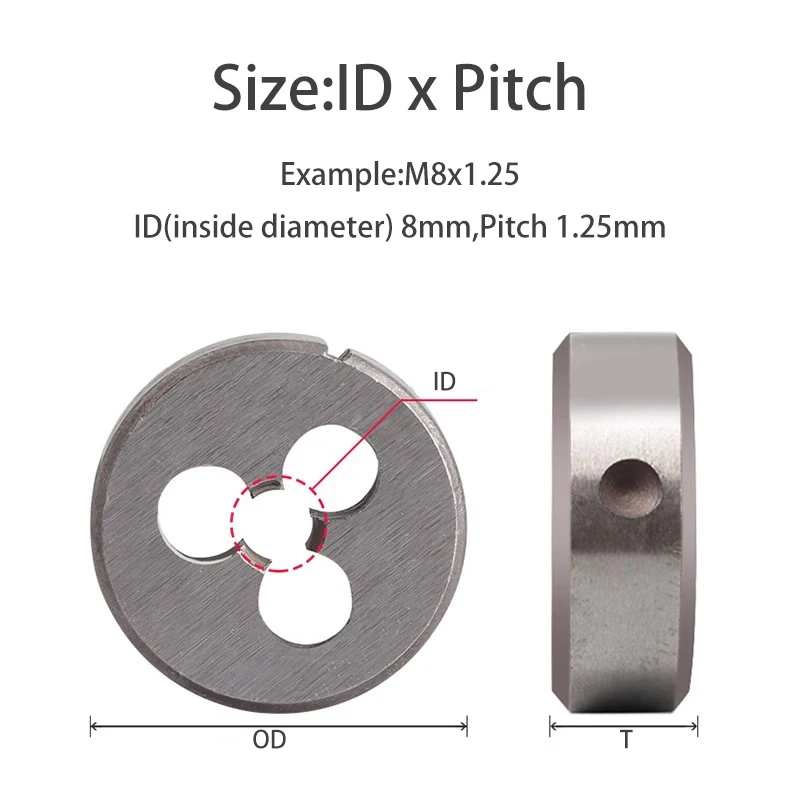 1pc Screw Thread Die M1~M20 1/2 1/4 1/8 3/6 5/16 5/32 4#~10# Metric/UNC/BSW Right Hand Die for Metalworking Metric Die Hand Tool