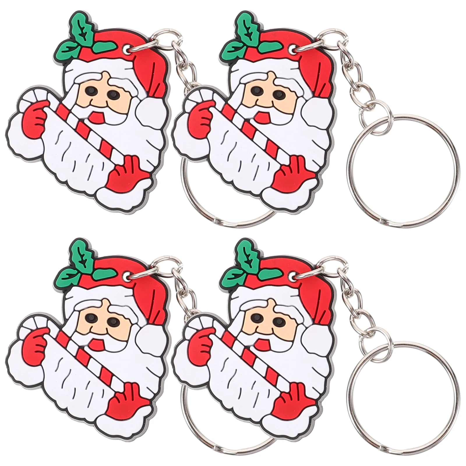 

10 Pcs Santa Keychain Cute Keyrings Christmas Decoration Pendants Pvc Lovely Accessories Backpack Keychains Child